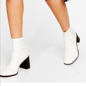 Nasty gal meet you flare block heel white